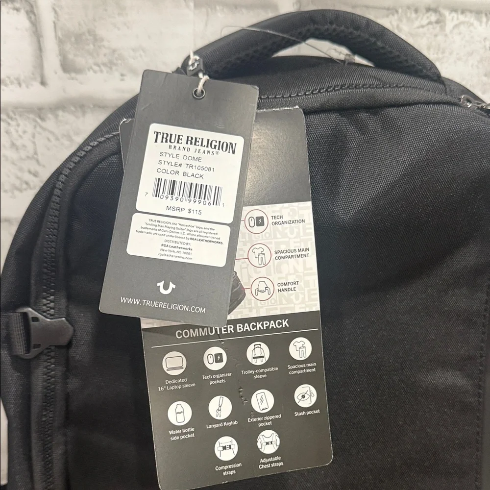 True Religion Black Men's Commuter Backpack